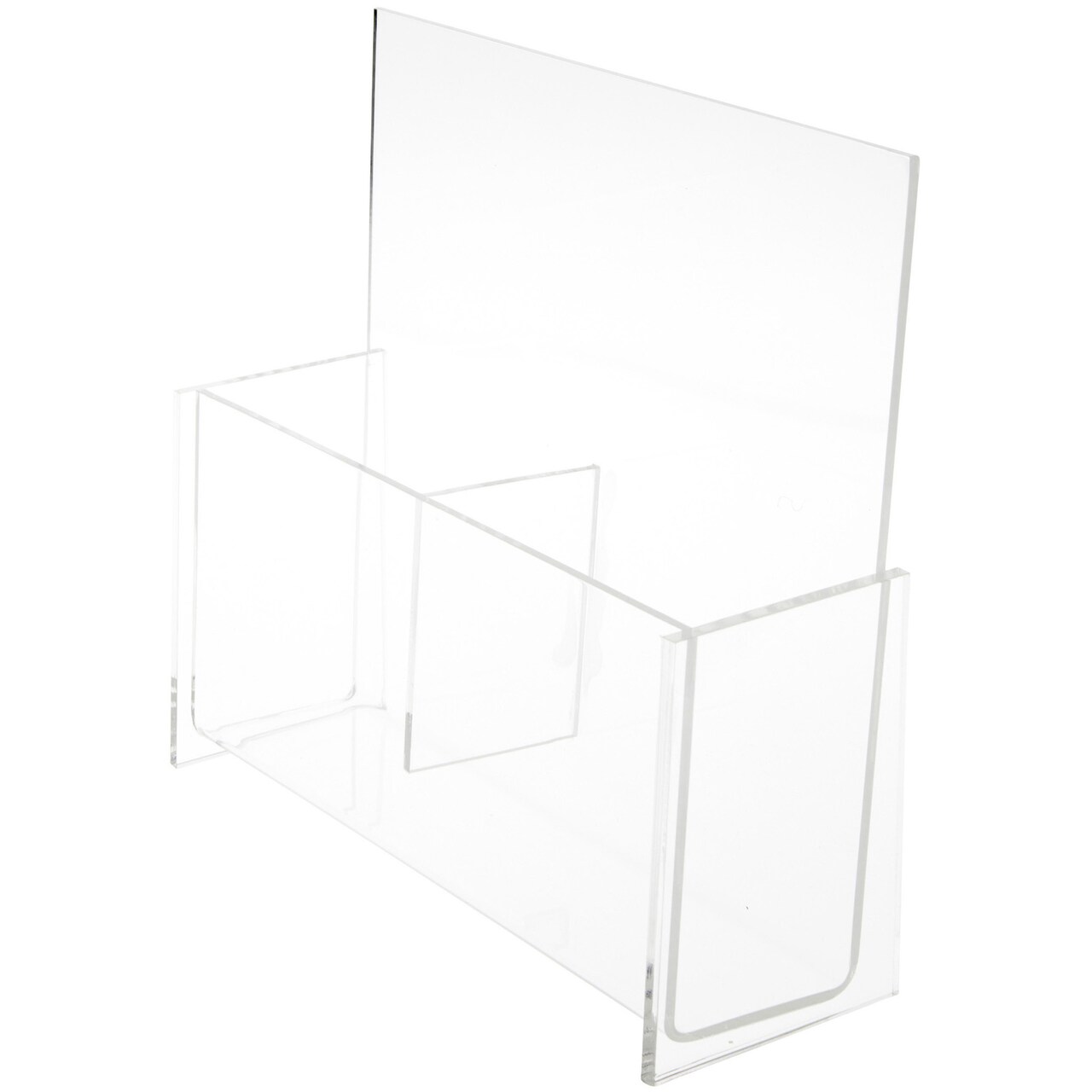 Plymor Clear Acrylic 2-Pocket Tri-Fold Brochure Literature Holder (Countertop), Fits Documents Up to 4" Wide